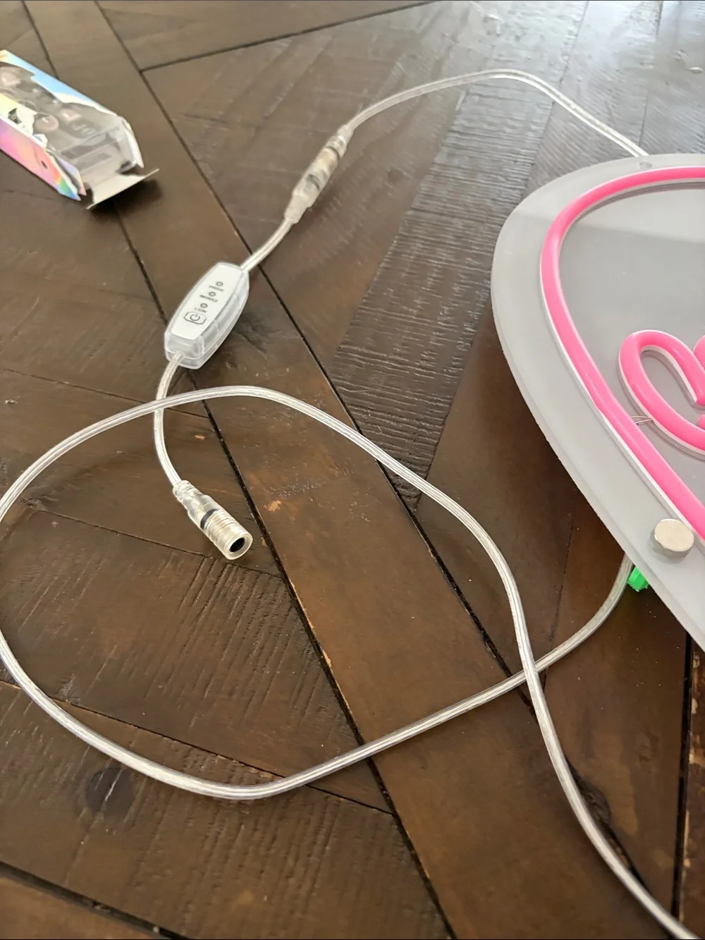 personalized light up heart name VIOLET plug in hanging light pink